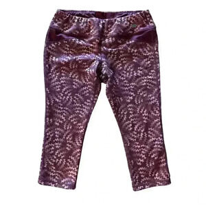 ASICS Women’s Burgundy Zigzag Print Capri Leggings, Size L High Waist Yoga Pants
